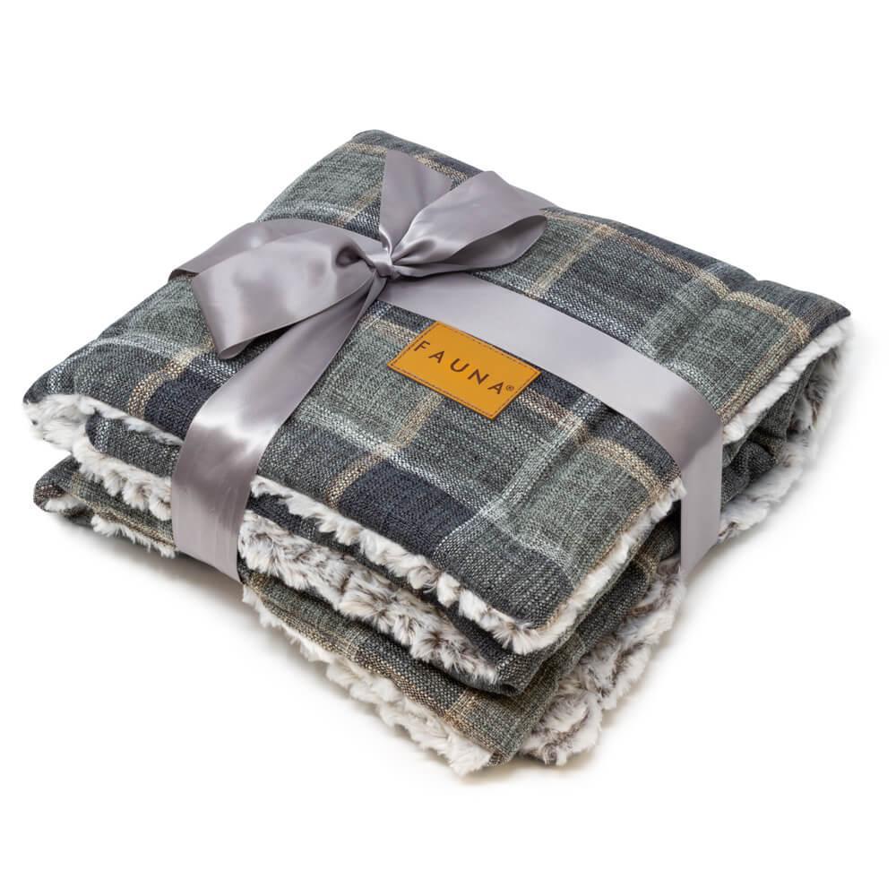 Flea Ridden Blanket Fauna® Luxury Check Reversible Fleece Blanket 87x64cm - AllPetSolutions
