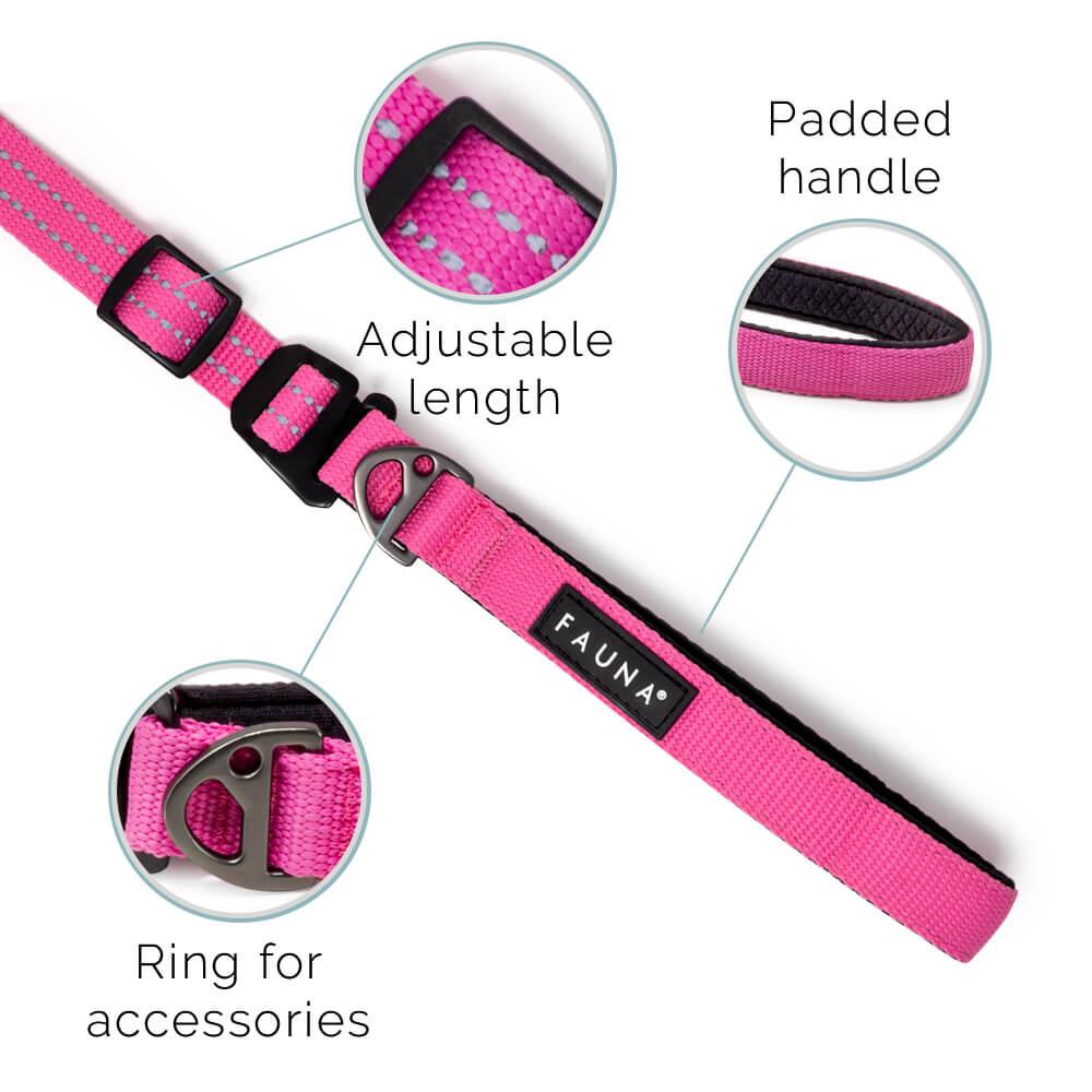 Fauna® Pink Reflective Multi-Use Dog Lead 5.6ft - All Pet Solutions