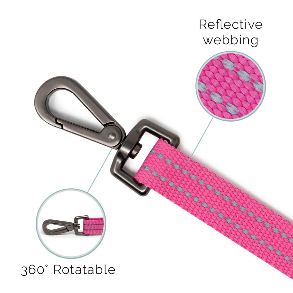 Fauna® Pink Reflective Multi-Use Dog Lead 5.6ft - All Pet Solutions