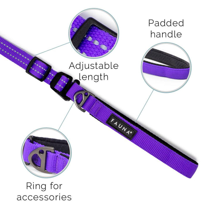 Fauna® Purple Reflective Multi-Use Dog Lead 5.6ft - All Pet Solutions