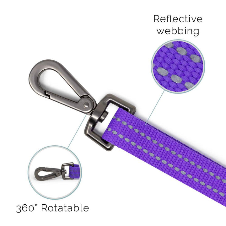 Fauna® Purple Reflective Multi-Use Dog Lead 5.6ft - All Pet Solutions