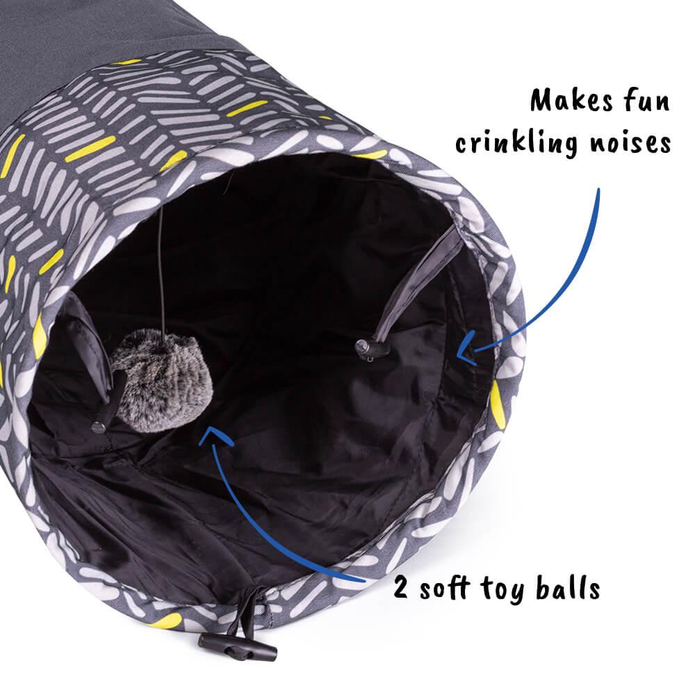 Foldable Crinkle Play Cat Tunnel with 2 Windows - All Pet Solutions