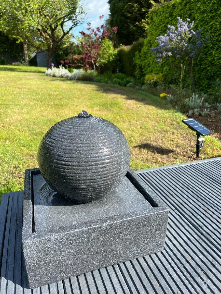 Globe On Plate Box Water Feature with LED Lights - Solar Panel 37x37x37 - All Pet Solutions