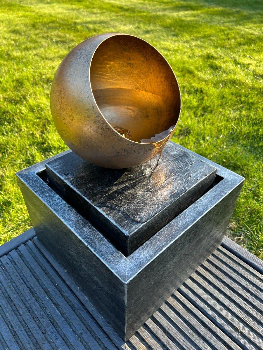 Golden Globe Box Light Water Feature with LED Lights - Solar Powered 29x29x40cm - All Pet Solutions