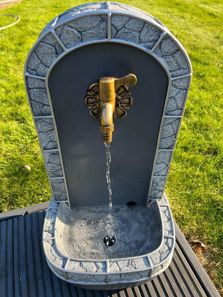 Marble Look Drinking Tap Water Feature with LED Lights - Solar Powered 31.5x26x57.5cm - All Pet Solutions