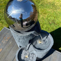 AllPetSolutions mirror globe vase feature with water cascading between tiers