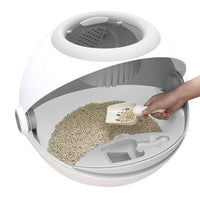 AllPetSolutions modern white and grey litter box with the lid removed