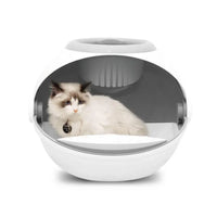 AllPetSolutions modern white and grey litter box viewed from the side