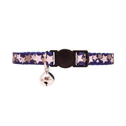 Navy Reflective Silver Star Safety Release Buckle Cat Collar - All Pet Solutions