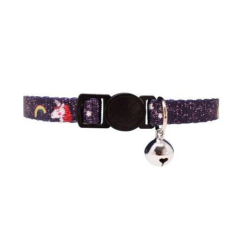 Navy Unicorn Rainbow and Stars Cat Collar Safety Release Buckle - All Pet Solutions