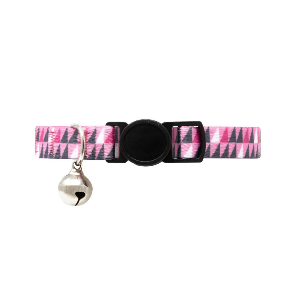 Pink and Grey Geometric Cat Collar with Safety Release Buckle - All Pet Solutions