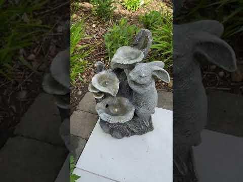 Waterfall Rabbit Arrangement Rabbit Waterfall Feature 3 Water Bowls with LED Lights - Solar Panel ...