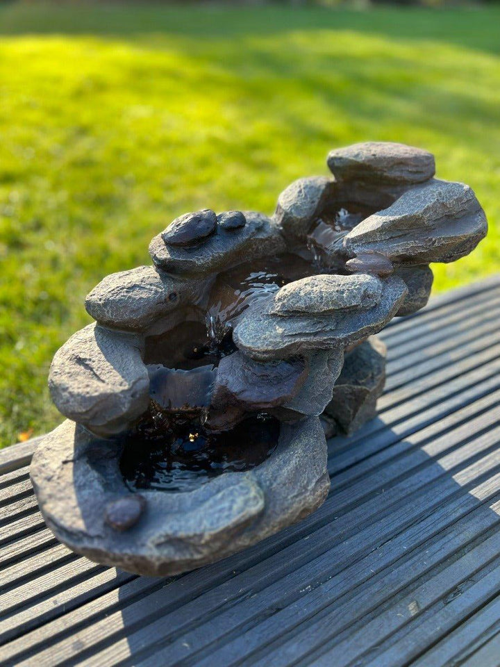 Rock Waterfall Water Feature with LED Lights - Solar Powered 45x23x24.5cm - All Pet Solutions