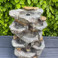 AllPetSolutions rock waterfall feature with 7 water bowls and LED lights