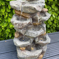 AllPetSolutions 7 bowl rock waterfall feature with its solar panel