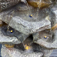 AllPetSolutions 7 bowl rock waterfall feature LED lit after dark
