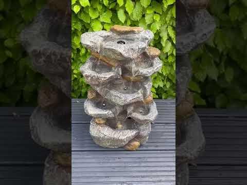 Rock Waterfall x 7 Water Bowls with LED Lights - Solar Panel 46x32x26 - All Pet Solutions