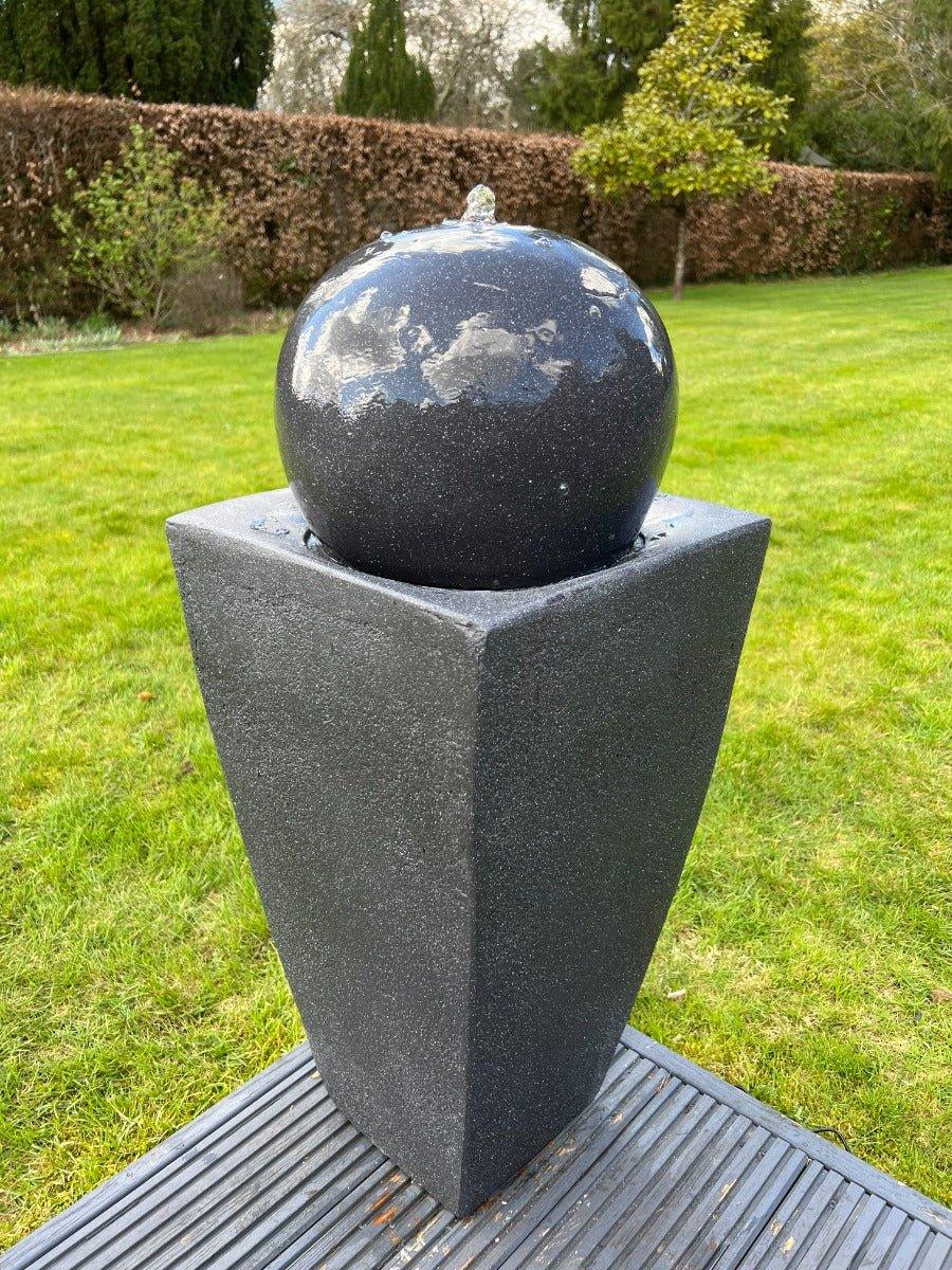 Round Ball On Vase Feature with LED Lights in Dark Grey - Solar Panel 84x33x33 - All Pet Solutions