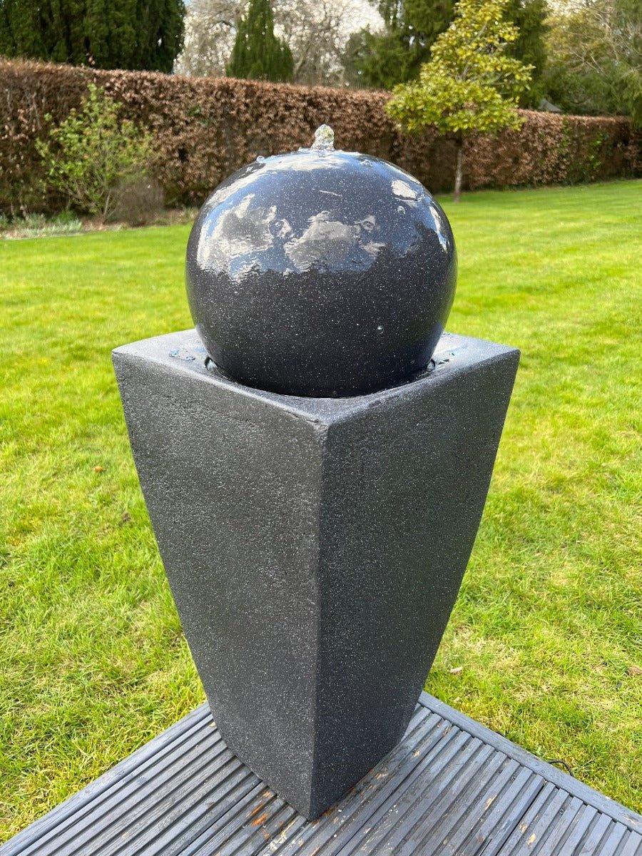 AllPetSolutions round ball on vase water feature in dark grey with LED lights