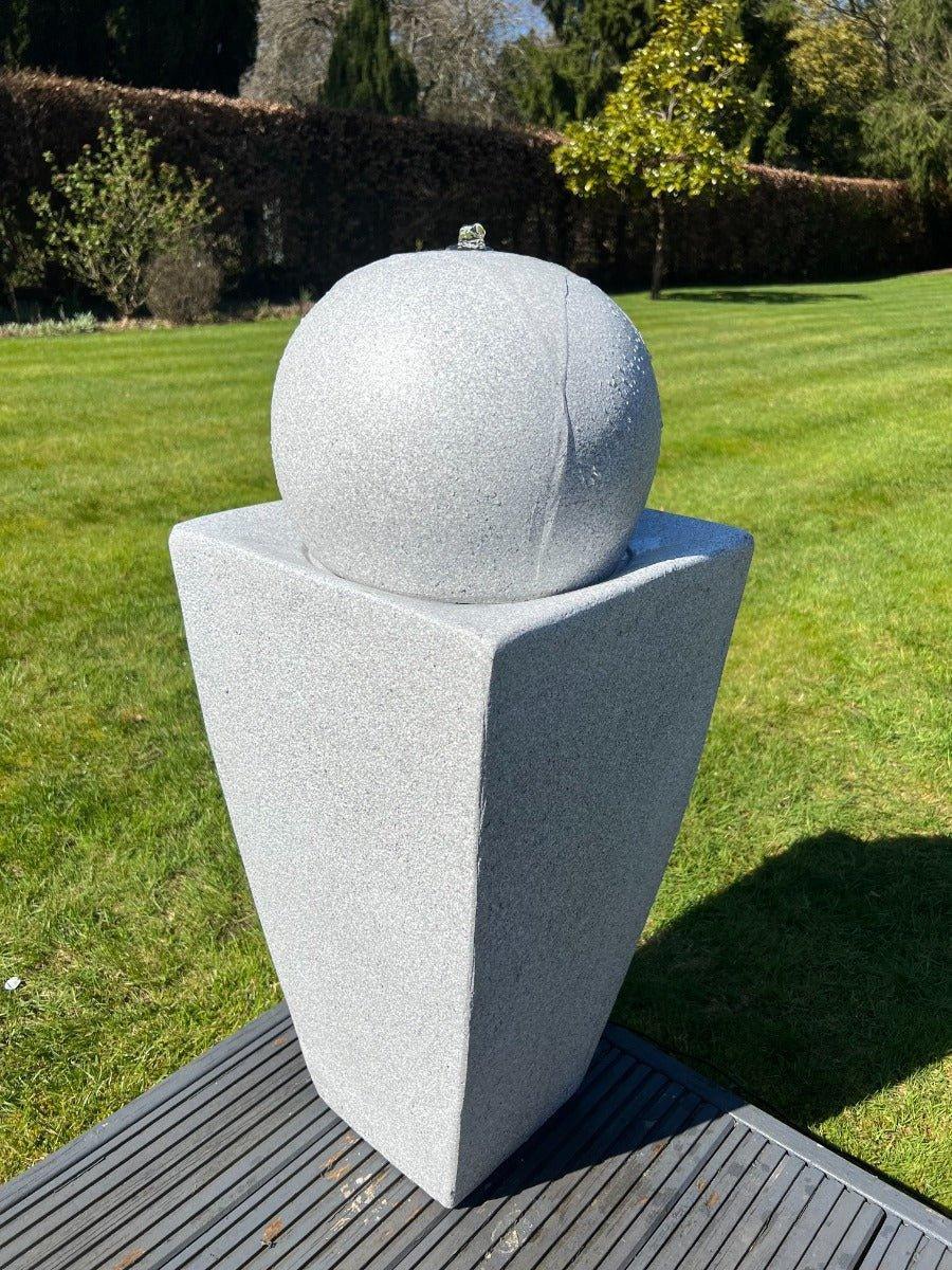 AllPetSolutions round ball on vase water feature in full white with LED lights