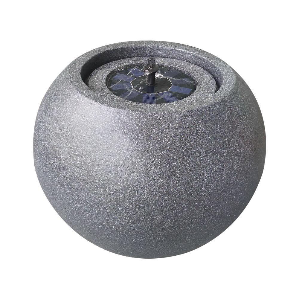 AllPetSolutions round stone solar water feature fountain in dark grey