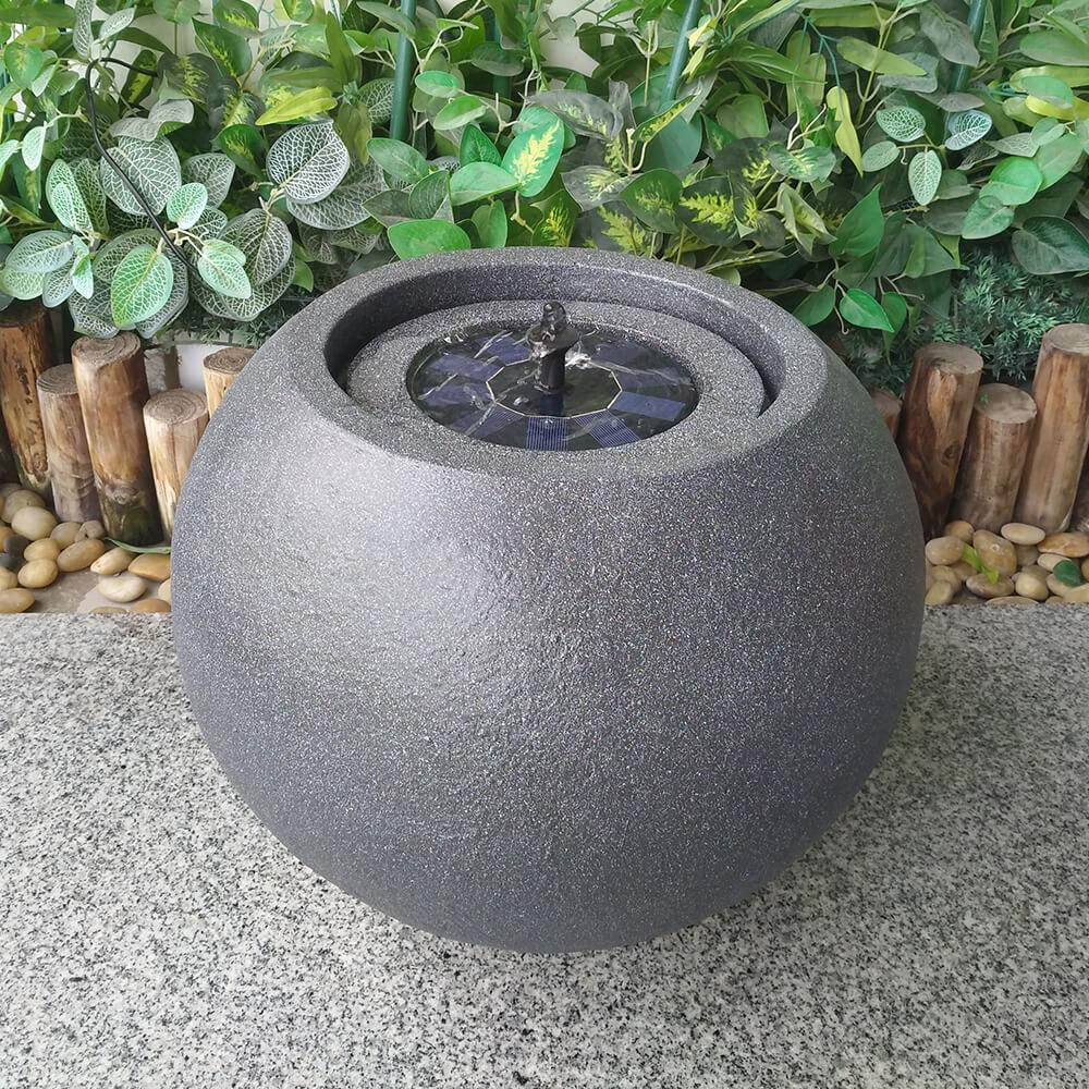 Round Stone Solar Water Feature / Fountain - Dark Grey - All Pet Solutions
