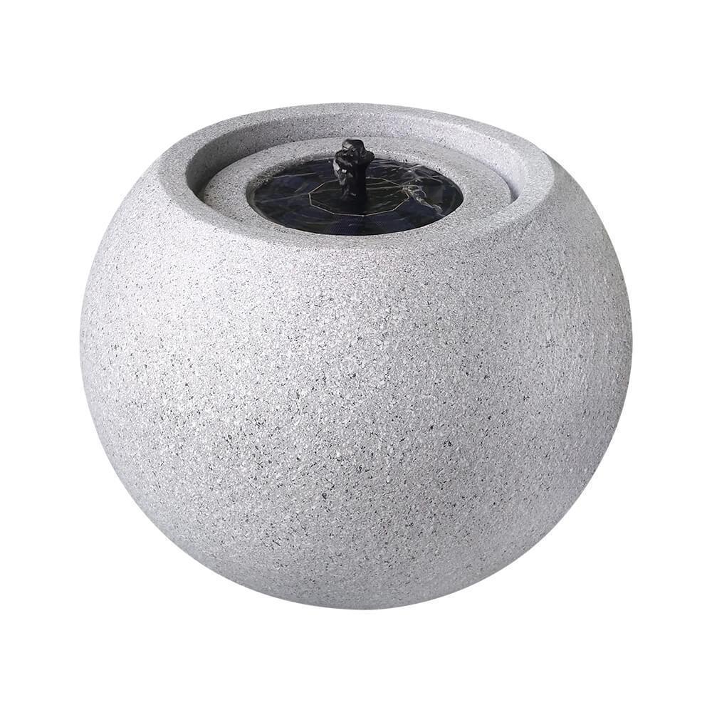 AllPetSolutions round stone solar water feature fountain in light grey