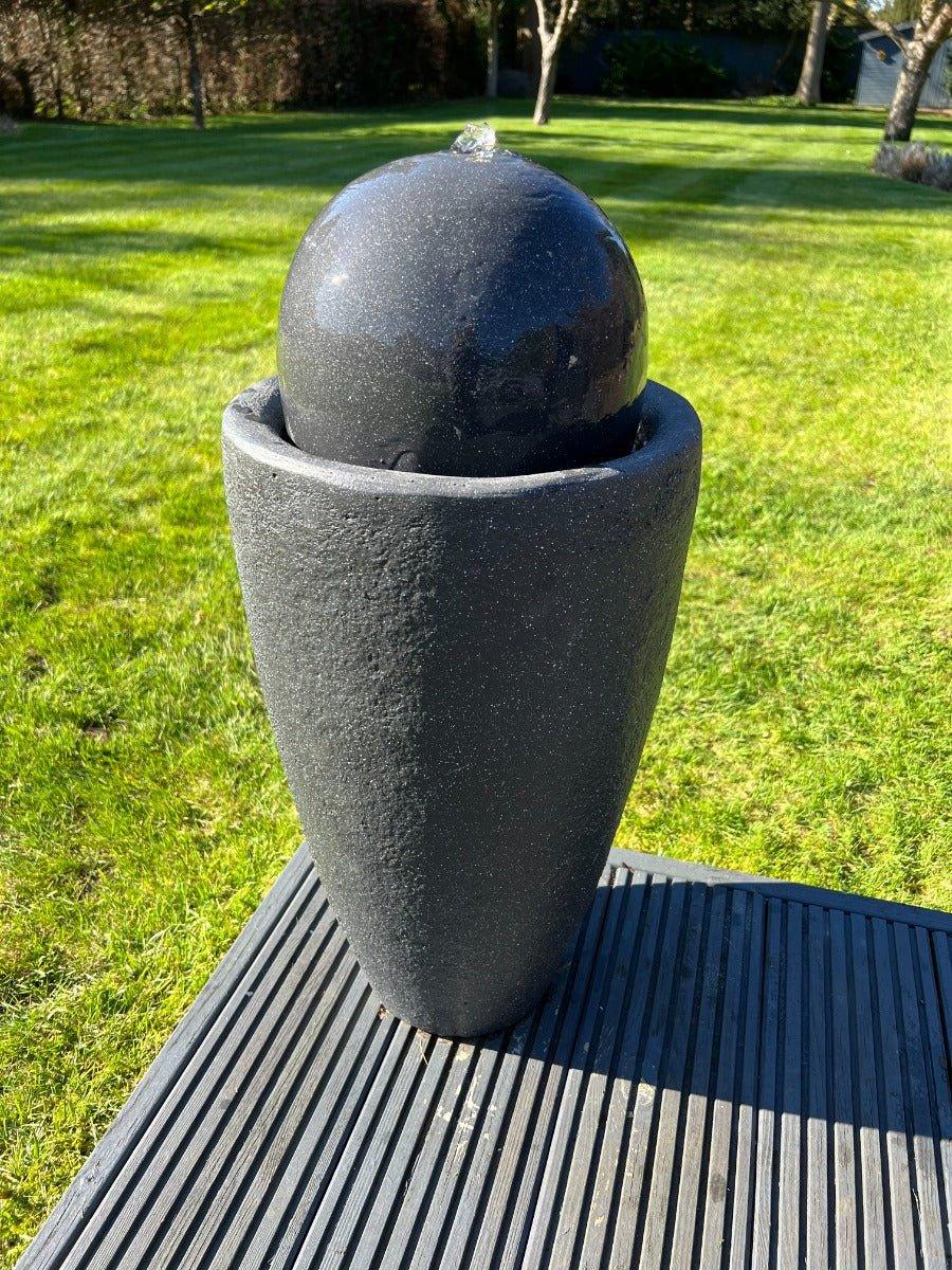 Vase Globe Water Feature with LED Lights - Solar Panel 65x31x31 Dark Grey - All Pet Solutions