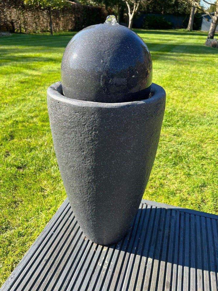 Vase Globe Water Feature with LED Lights - Solar Panel 65x31x31 Dark Grey - All Pet Solutions