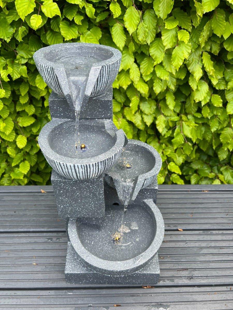 Waterfall x 4 Water Bowls with LED Lights - Solar Panel 47x27x23 - All Pet Solutions